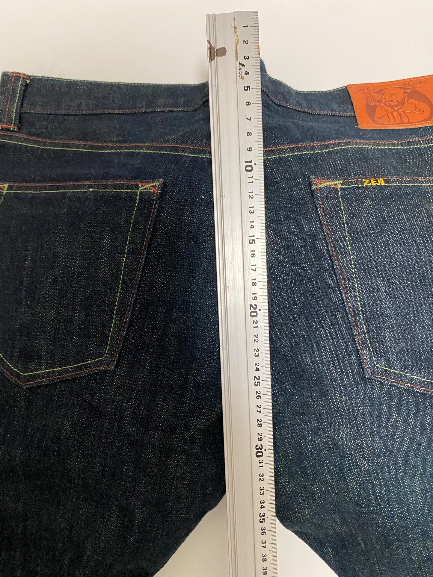 Vintage ZEN Premium Japanese Oni Shishi Hand Painted Art Denim Jeans | Made in Japan | Buddhist Guardian Yokai Streetwear