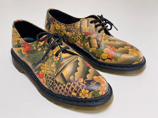 Dr. Marten’s Yakuza Tattoo Sleeve Design Koi Fish Boots Shoes ( UK 8 )