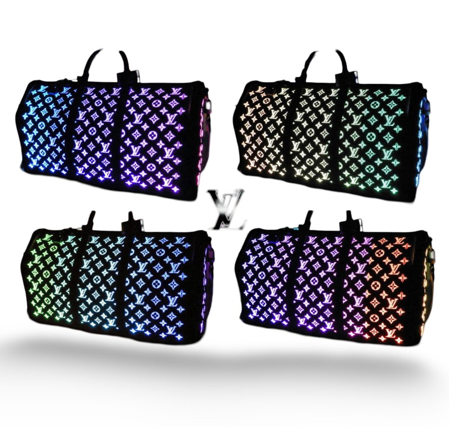 Louis Vuitton Keepall 50 Light-Up Rainbow LED Monogram Black Grail Bag M44770 Ultra Rare Collector Travel LV