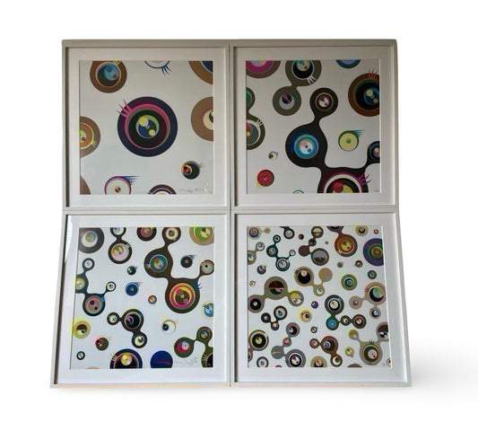 Takashi Murakami “Mememe Kurage White” Complete Set (1–4) Offset Lithographs Limited 300 Signed Kaikai Kiki Framed