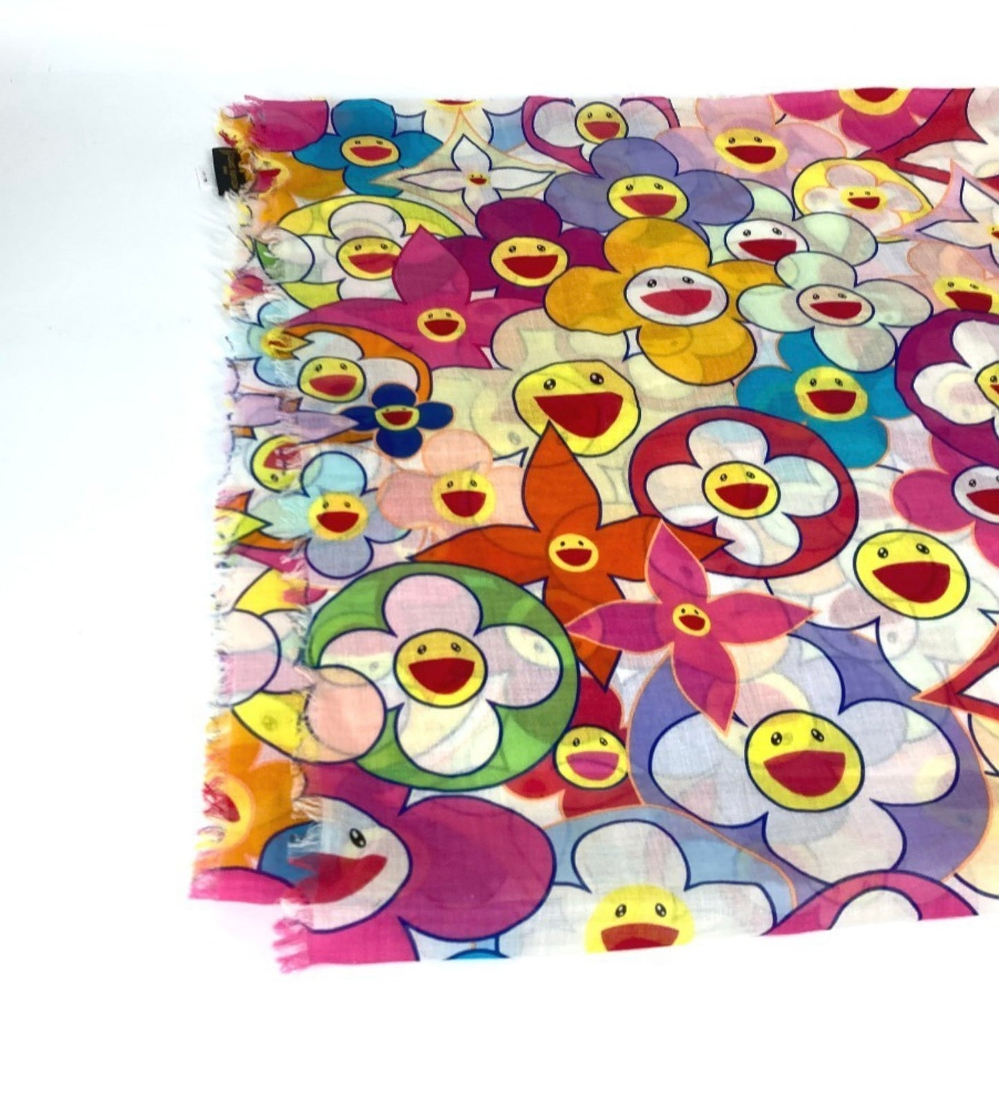 Louis Vuitton × Takashi Murakami Cosmic Blossom Pareo M72515 Pink Multicolor LV Flower Shawl Rare Collector Art Scarf
