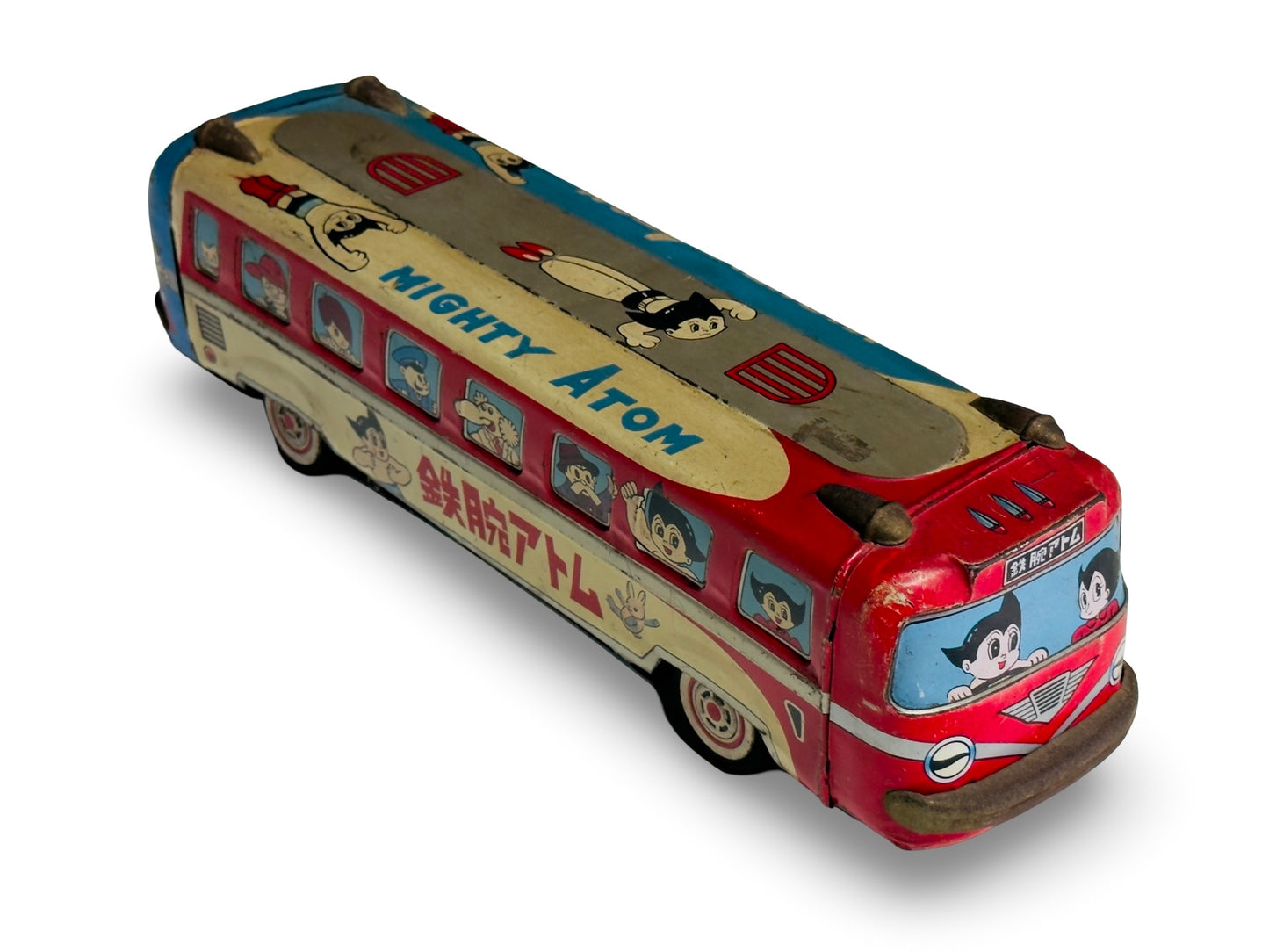 Vintage Mighty Atom (Astro Boy) Tin Bus – 1960s Japan Tin Toy – Tezuka Osamu Era