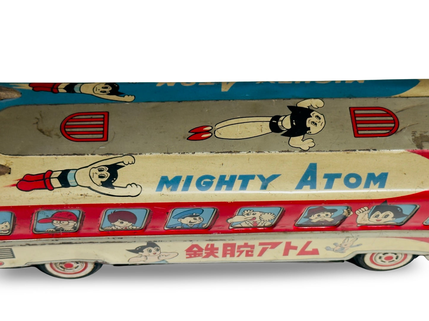 Vintage Mighty Atom (Astro Boy) Tin Bus – 1960s Japan Tin Toy – Tezuka Osamu Era