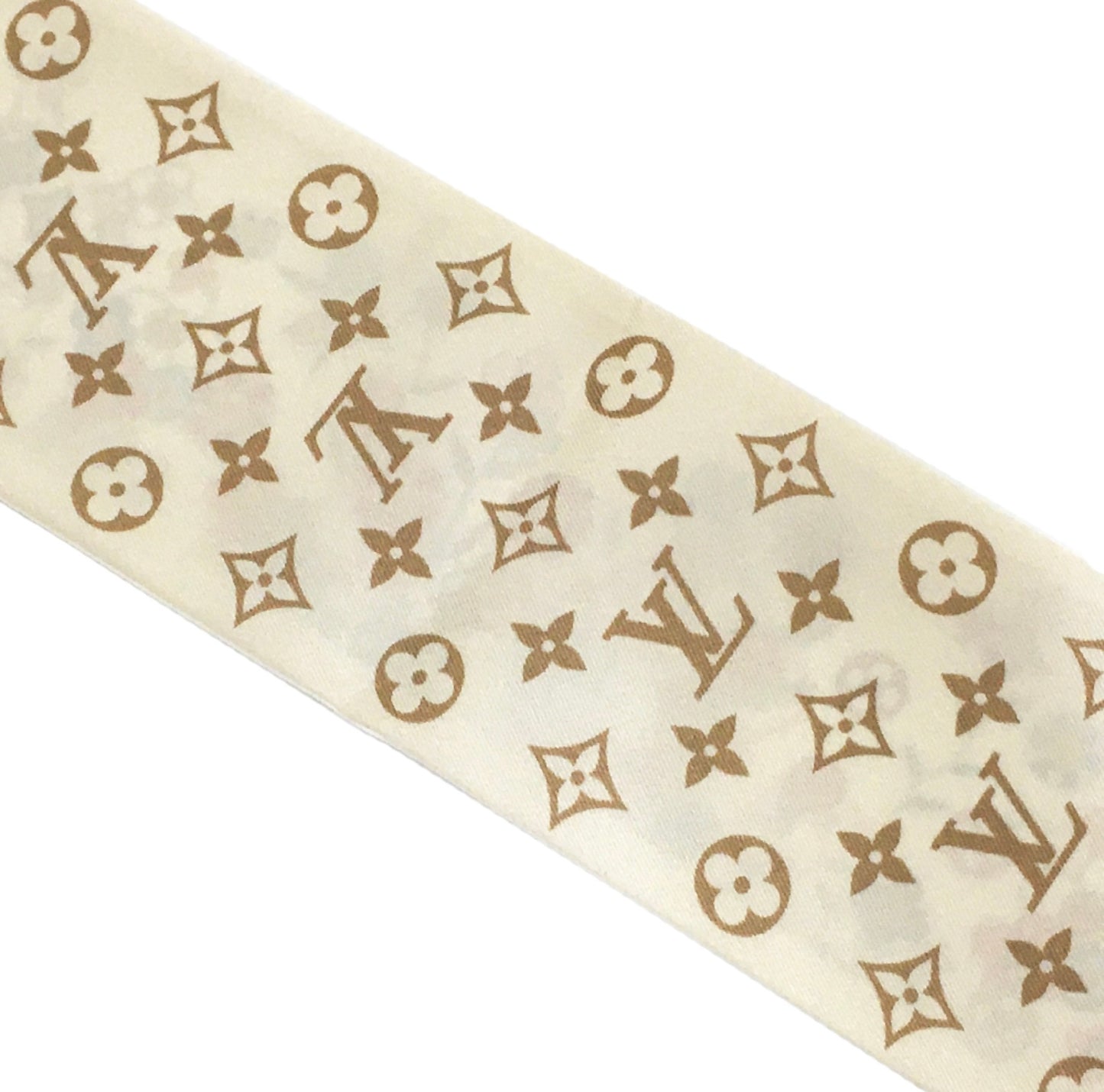 Louis Vuitton × Takashi Murakami Bandeau Superflat M96165 Silk Scarf LV Monogram Flower Slim Twilly White Pink