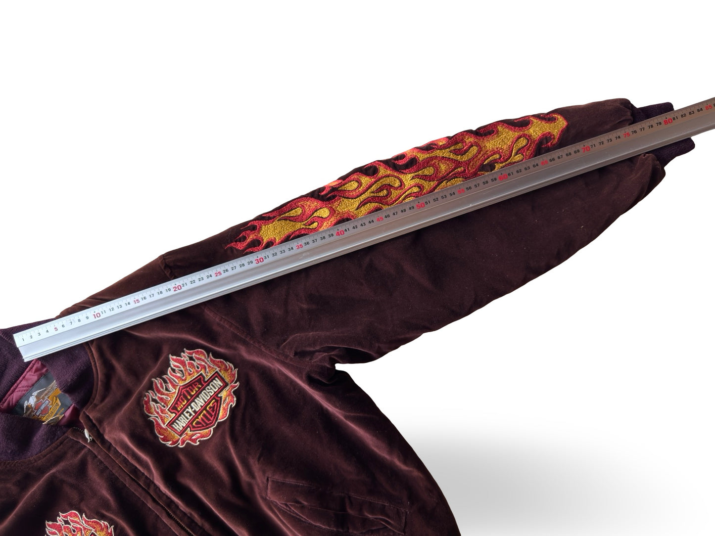 Vintage Harley-Davidson “Chrome Sweet Chrome” Flame-Velour Bomber Jacket (One Side Only)