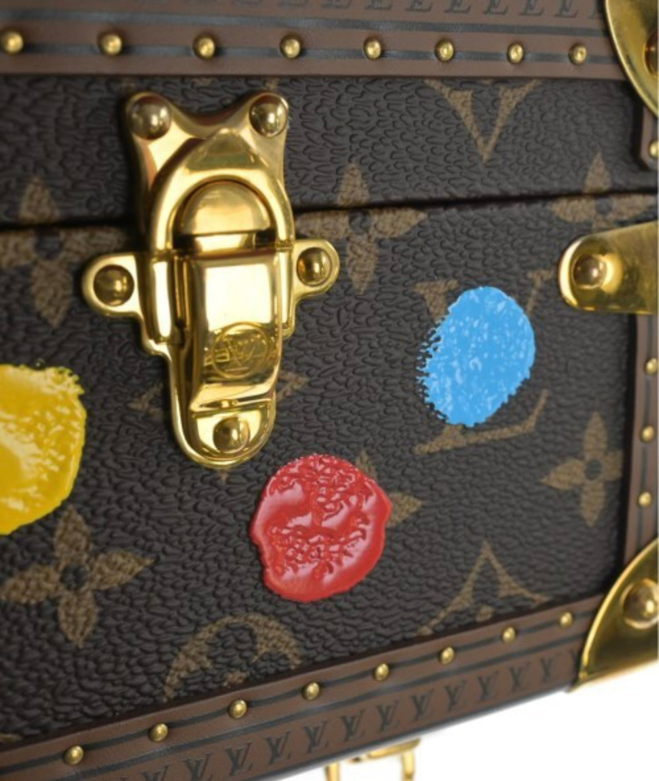 Louis Vuitton × Yayoi Kusama M10119 Painted Pyramid Jewelry Trunk Set · Limited Art Collab · 4-Piece Monogram Hard Case Collection (A Rank)