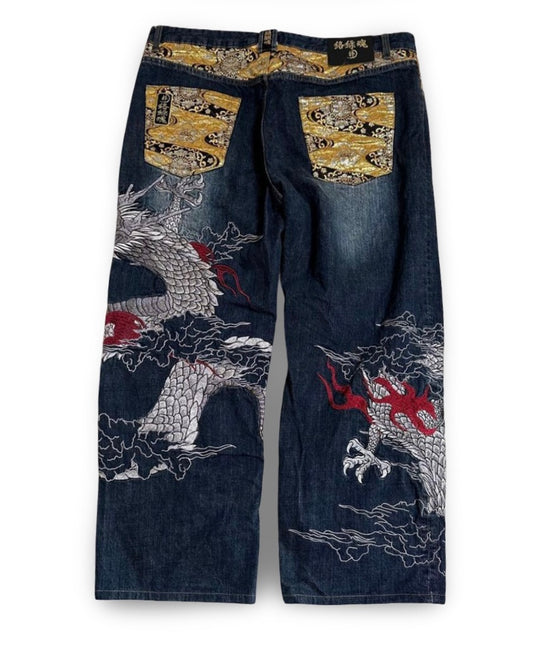 Karakuri Tamashii “Gold Dragon” Embroidered Denim – W40 (XL)