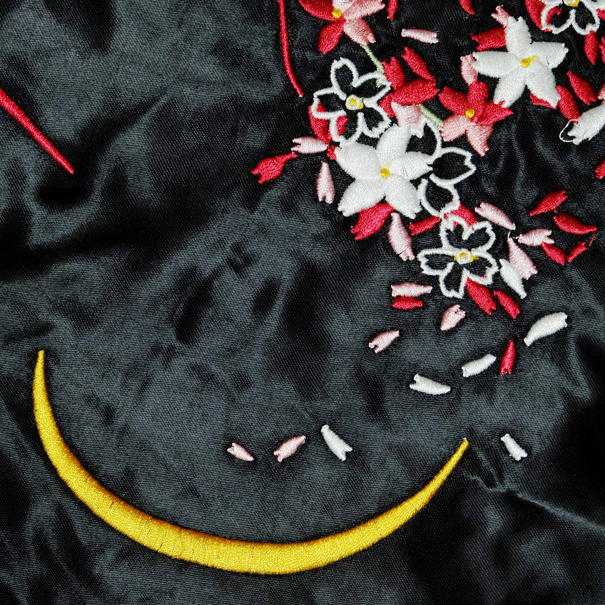 Vintage IOLANI Sukajan Jacket Reversible Sakura Moon Embroidered Japanese Souvenir Bomber Black Blue Yellow