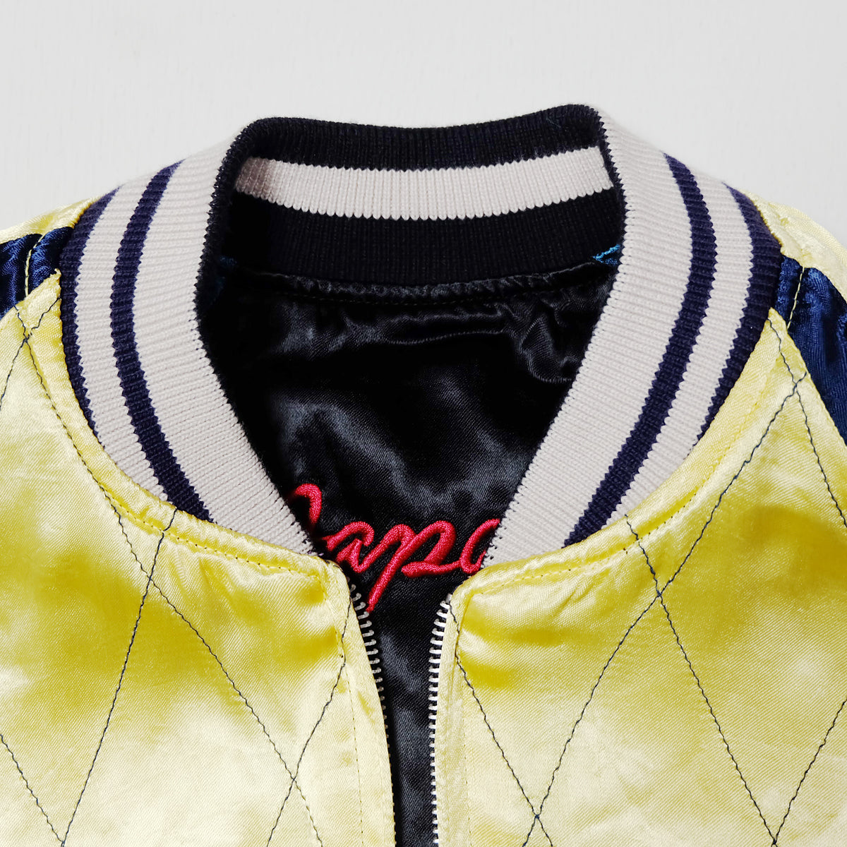 Vintage IOLANI Sukajan Jacket Reversible Sakura Moon Embroidered Japanese Souvenir Bomber Black Blue Yellow