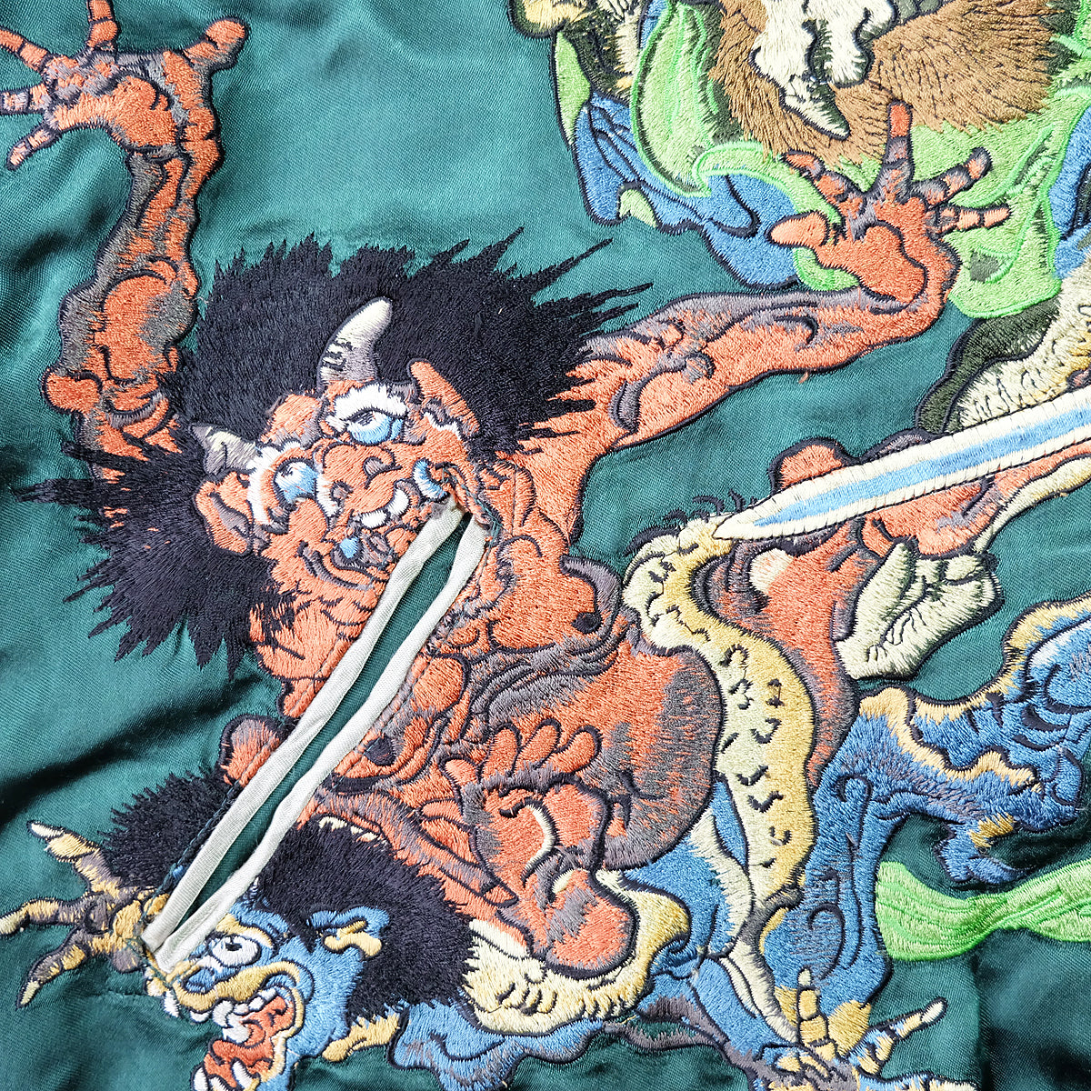 Rare Vintage Japanese Sukajan Jacket Shoki Devil Slayer Tiger Reversible Yokosuka Souvenir Bomber Jacket Free Size M-L
