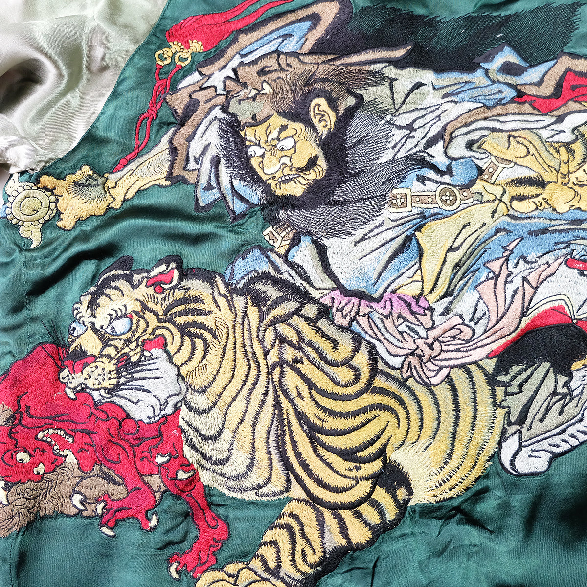 Rare Vintage Japanese Sukajan Jacket Shoki Devil Slayer Tiger Reversible Yokosuka Souvenir Bomber Jacket Free Size M-L