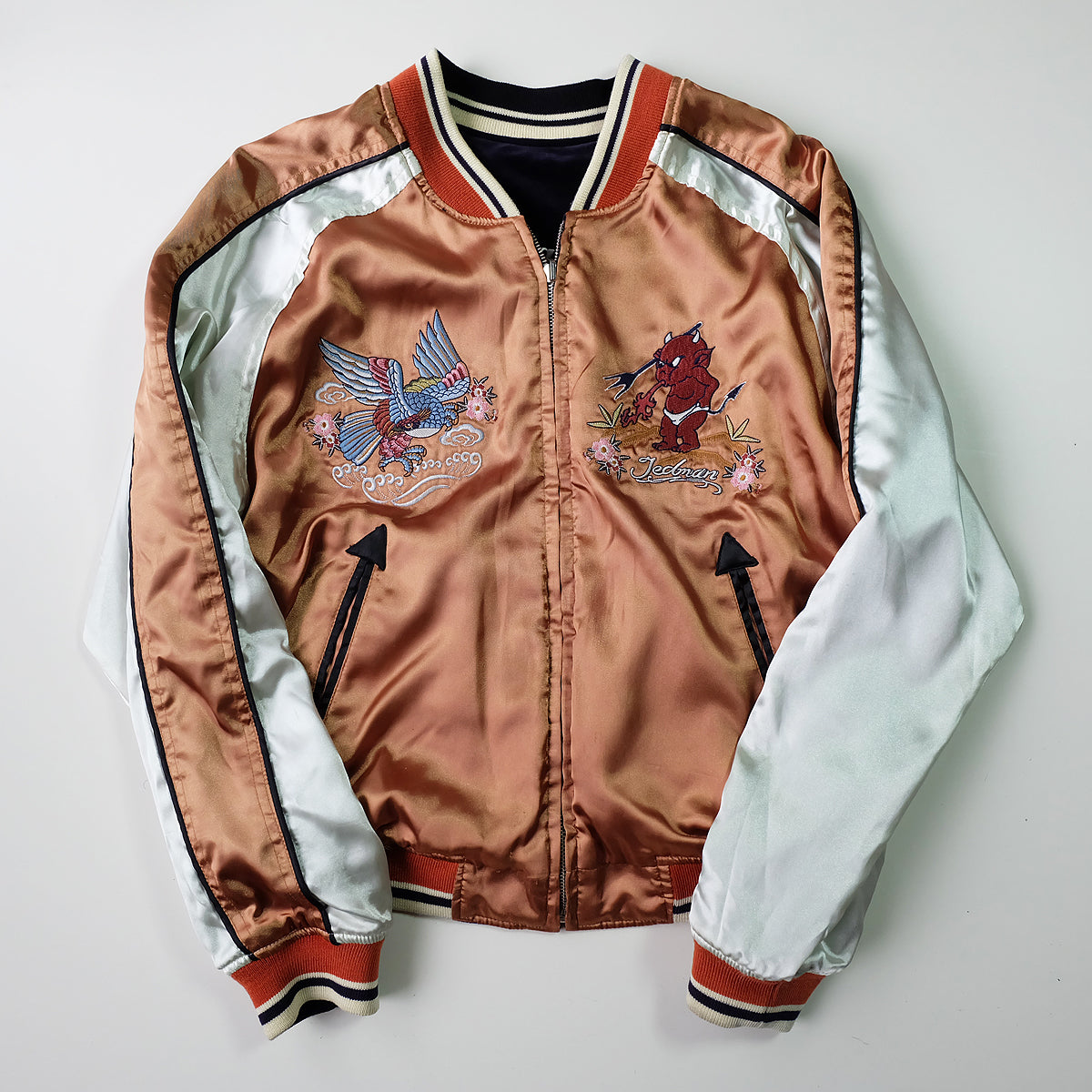 TEDMAN Ted Company Reversible Sukajan Jacket Black Velvet Gold Satin Little Devil Phoenix Mount Fuji Japanese Y2K Bomber