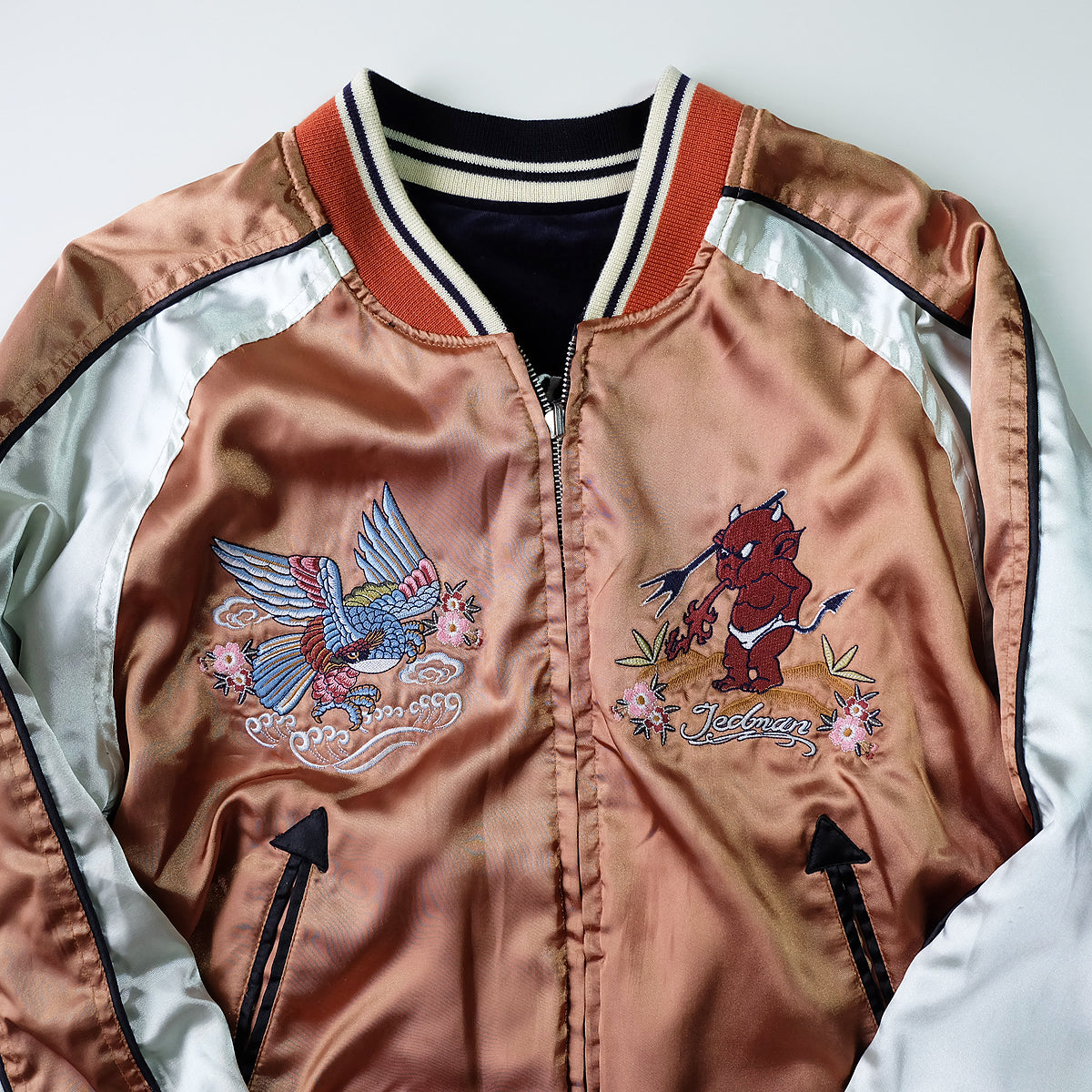 TEDMAN Ted Company Reversible Sukajan Jacket Black Velvet Gold Satin Little Devil Phoenix Mount Fuji Japanese Y2K Bomber