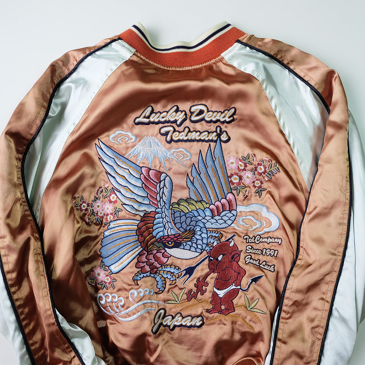 TEDMAN Ted Company Reversible Sukajan Jacket Black Velvet Gold Satin Little Devil Phoenix Mount Fuji Japanese Y2K Bomber
