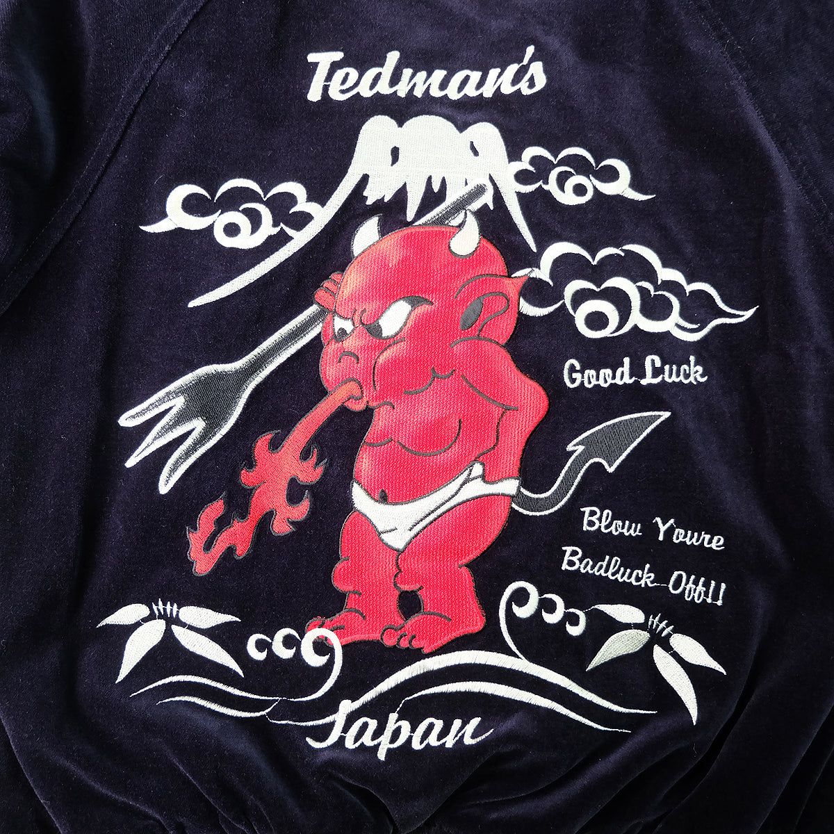 TEDMAN Ted Company Reversible Sukajan Jacket Black Velvet Gold Satin Little Devil Phoenix Mount Fuji Japanese Y2K Bomber