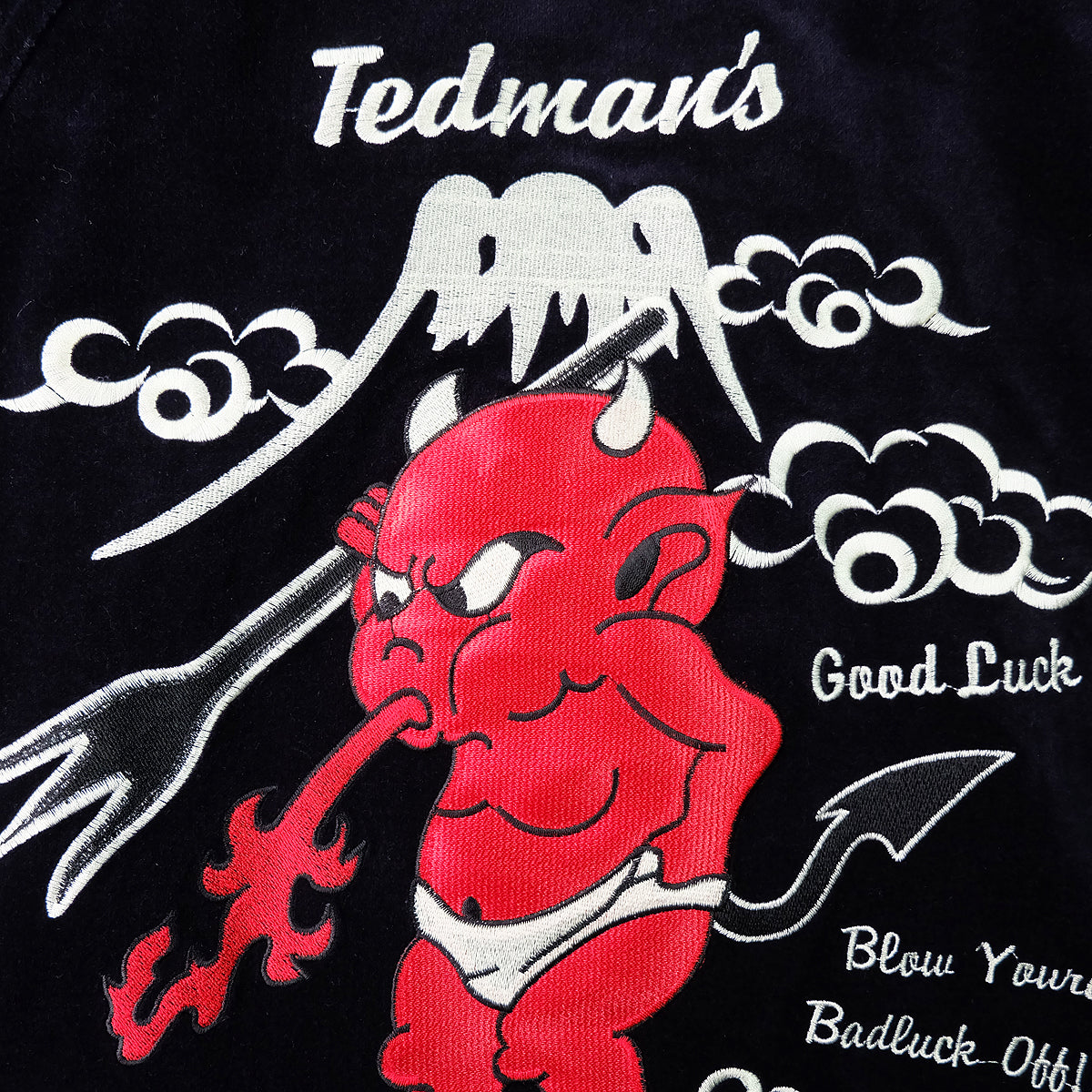 TEDMAN Ted Company Reversible Sukajan Jacket Black Velvet Gold Satin Little Devil Phoenix Mount Fuji Japanese Y2K Bomber