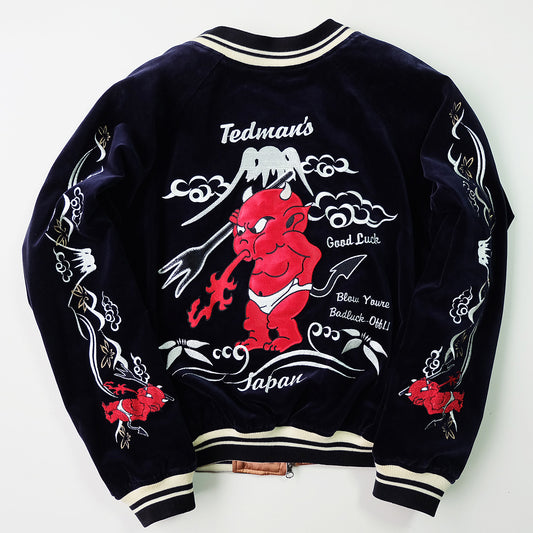 TEDMAN Ted Company Reversible Sukajan Jacket Black Velvet Gold Satin Little Devil Phoenix Mount Fuji Japanese Y2K Bomber