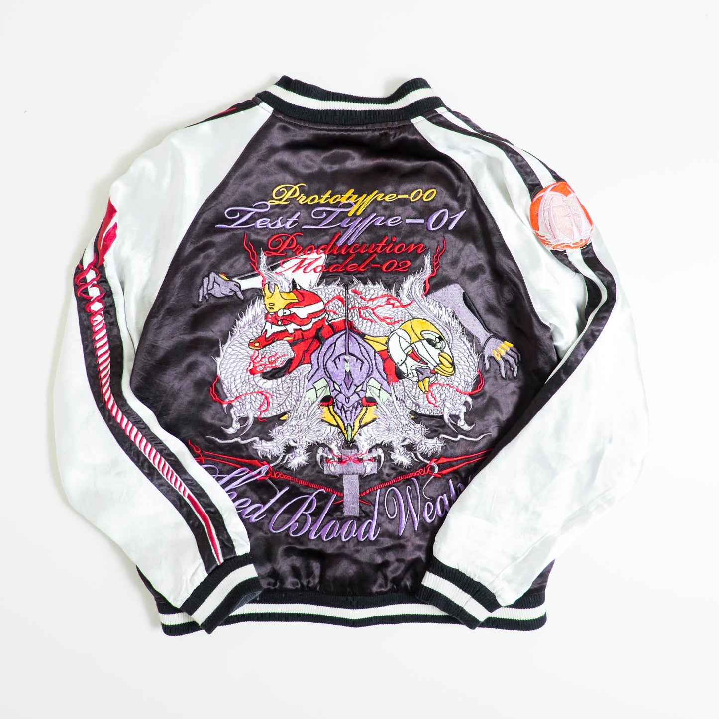 Neon Genesis Evangelion Reversible Sukajan Jacket EVA 00 01 02 NERV Dragon Embroidery Japanese Anime Y2K Bomber
