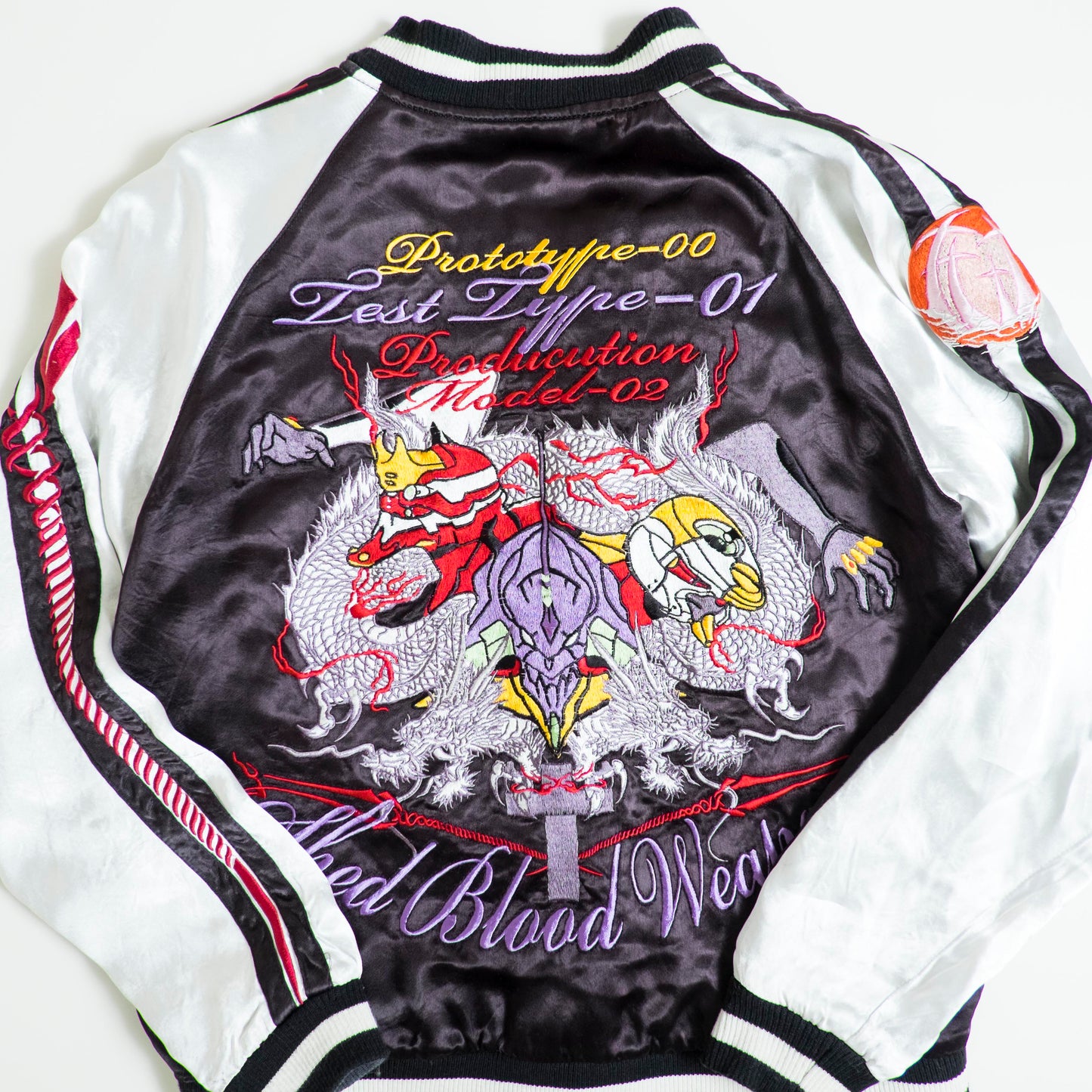 Neon Genesis Evangelion Reversible Sukajan Jacket EVA 00 01 02 NERV Dragon Embroidery Japanese Anime Y2K Bomber