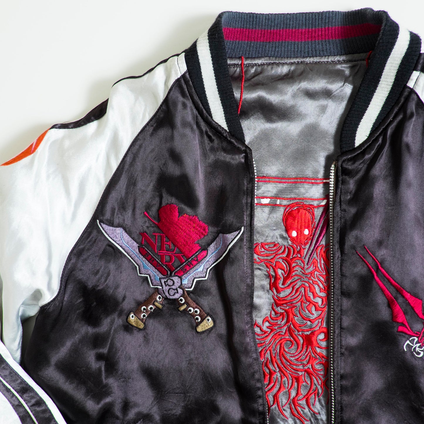 Neon Genesis Evangelion Reversible Sukajan Jacket EVA 00 01 02 NERV Dragon Embroidery Japanese Anime Y2K Bomber