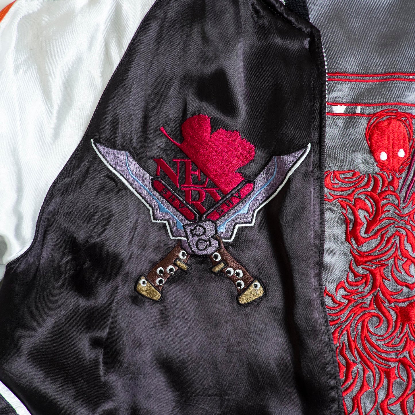 Neon Genesis Evangelion Reversible Sukajan Jacket EVA 00 01 02 NERV Dragon Embroidery Japanese Anime Y2K Bomber