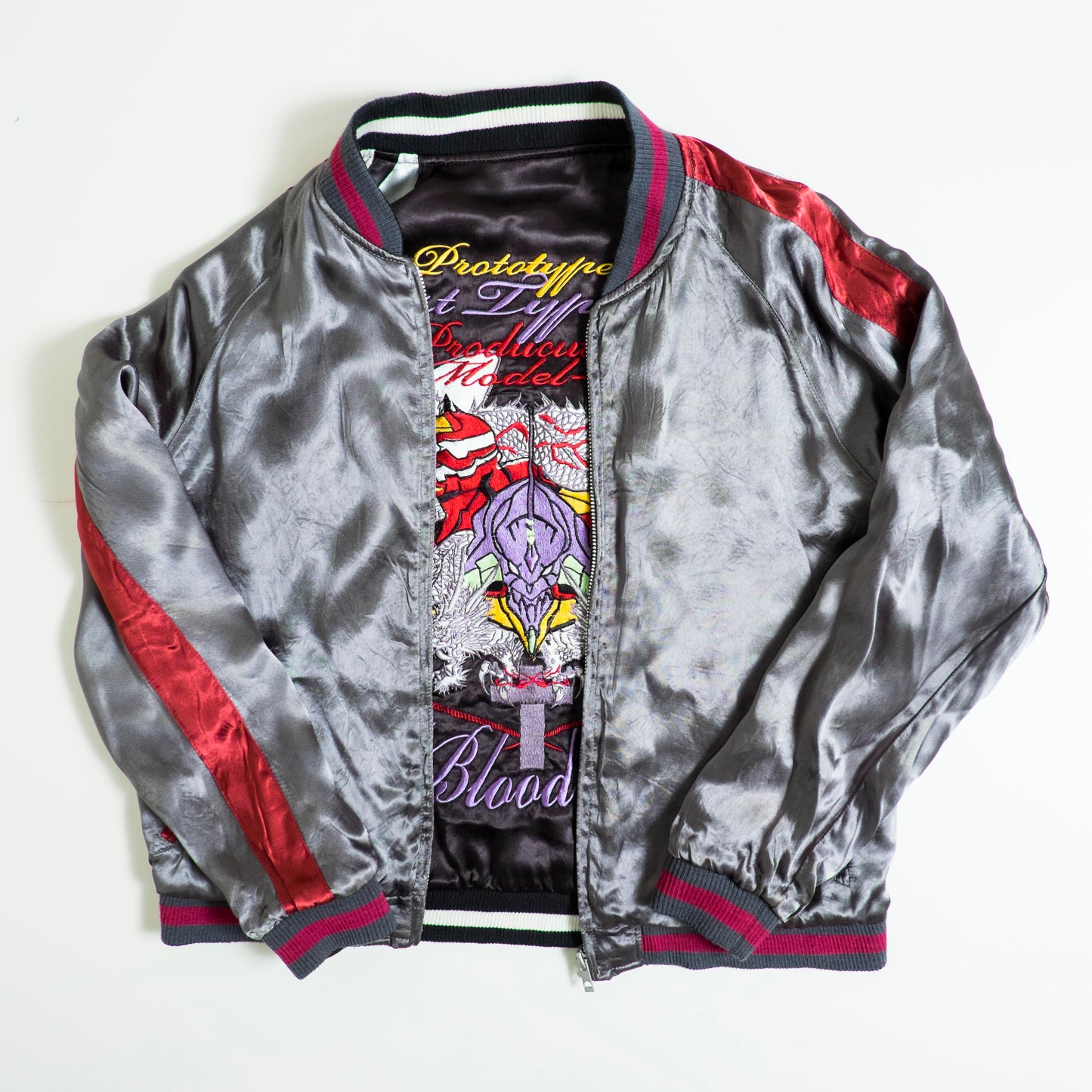 Neon Genesis Evangelion Reversible Sukajan Jacket EVA 00 01 02 NERV Dragon Embroidery Japanese Anime Y2K Bomber