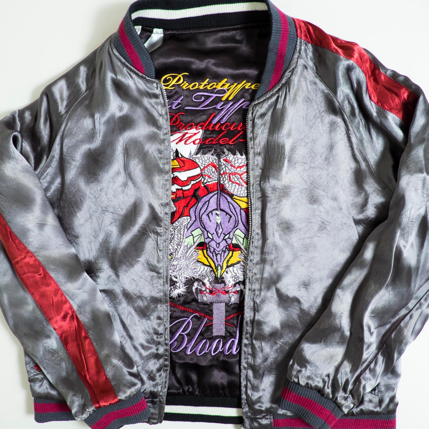 Neon Genesis Evangelion Reversible Sukajan Jacket EVA 00 01 02 NERV Dragon Embroidery Japanese Anime Y2K Bomber