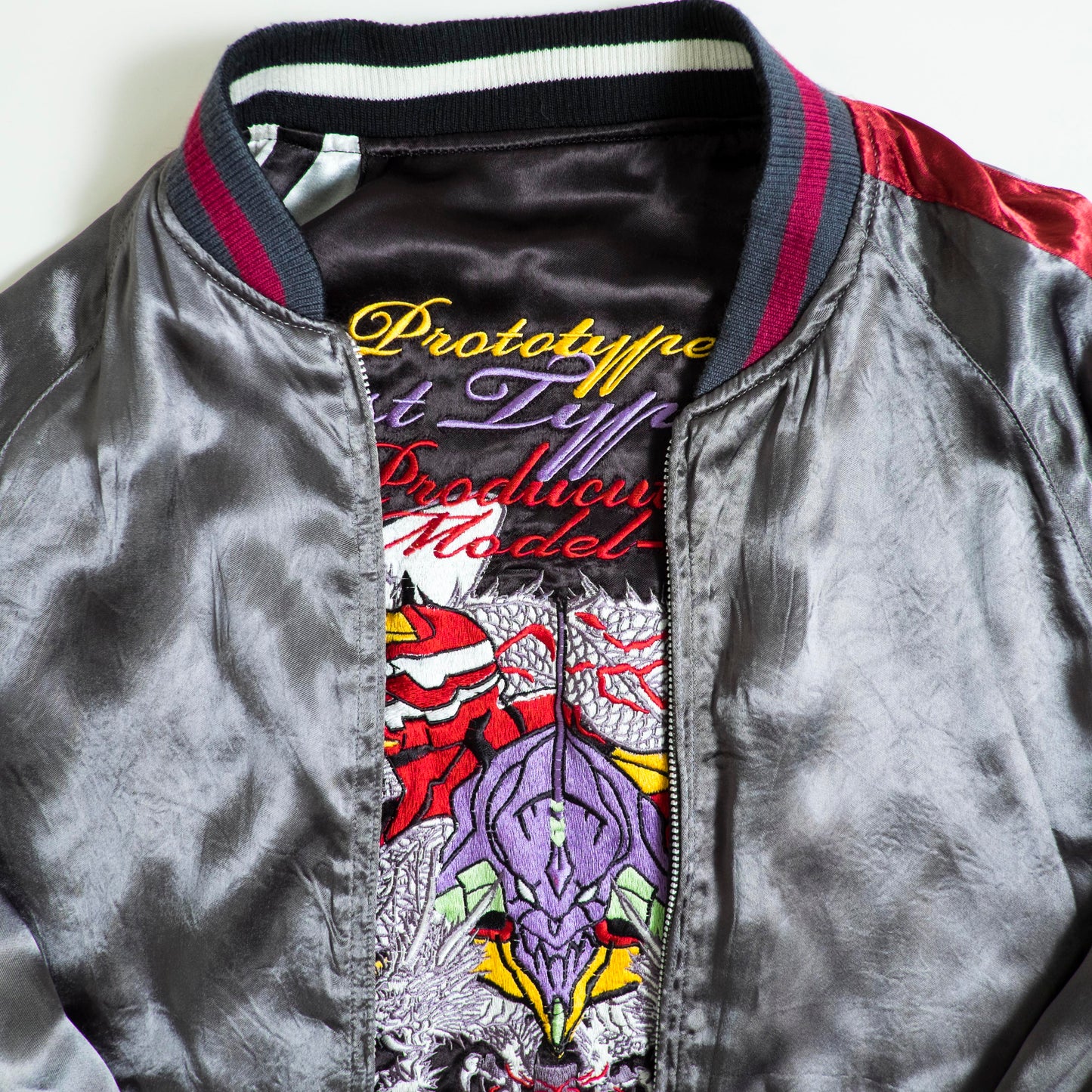 Neon Genesis Evangelion Reversible Sukajan Jacket EVA 00 01 02 NERV Dragon Embroidery Japanese Anime Y2K Bomber