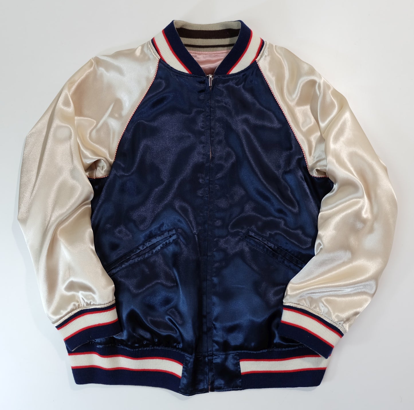 KAWAII Chic Cute Vintage Sukajan Souvenir Jacket France Moulin Rouge Poodle Embroidery Pink Satin Reversible Bomber Japan Souvenir Style S