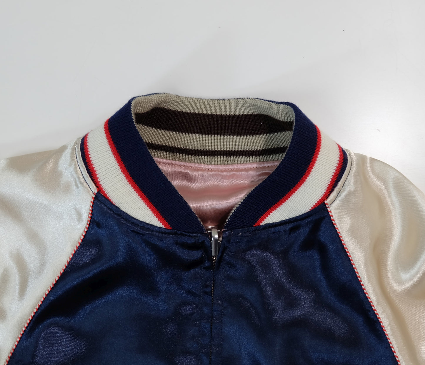 KAWAII Chic Cute Vintage Sukajan Souvenir Jacket France Moulin Rouge Poodle Embroidery Pink Satin Reversible Bomber Japan Souvenir Style S