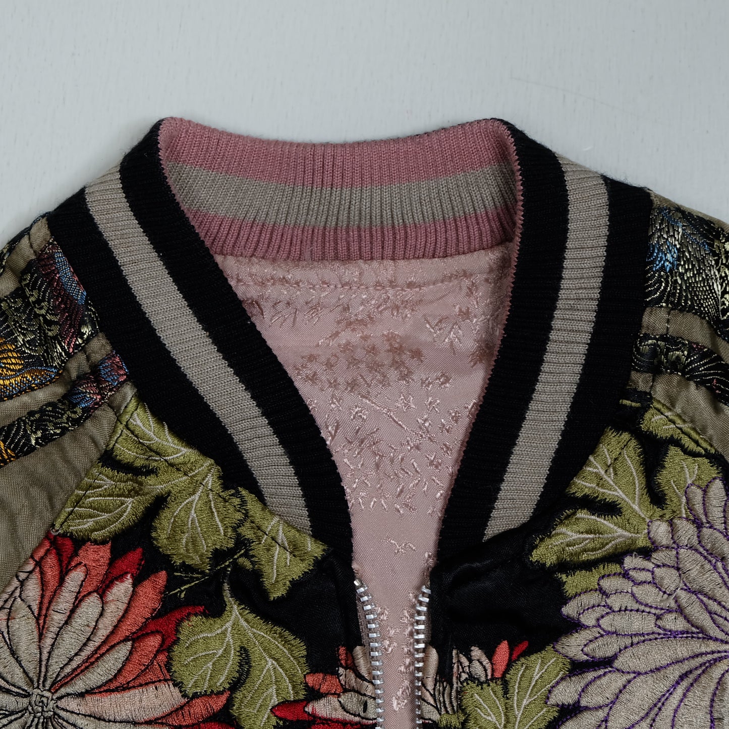 Vintage Reversible Butterfly Chocho Sukajan Jacket Size M Chrysanthemum Embroidered Japanese Souvenir Bomber Y2K