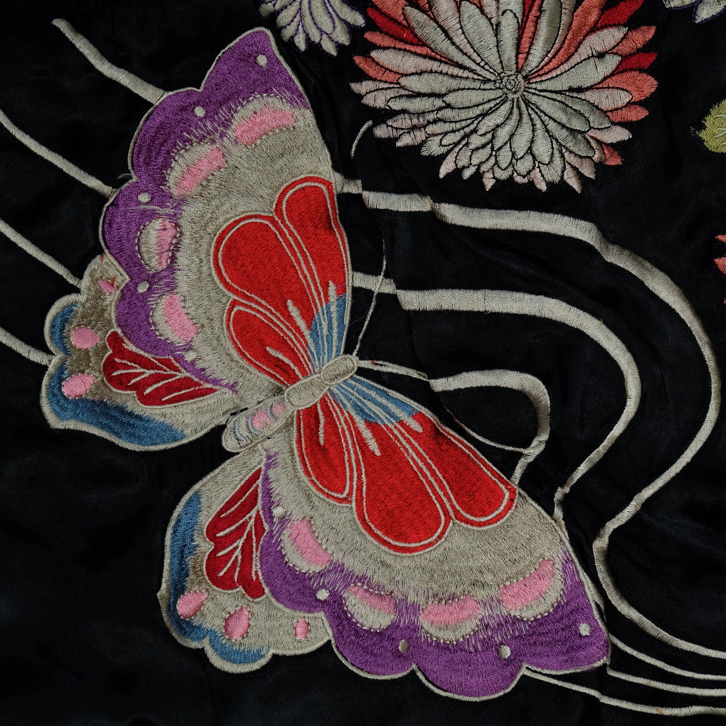 Vintage Reversible Butterfly Chocho Sukajan Jacket Size M Chrysanthemum Embroidered Japanese Souvenir Bomber Y2K