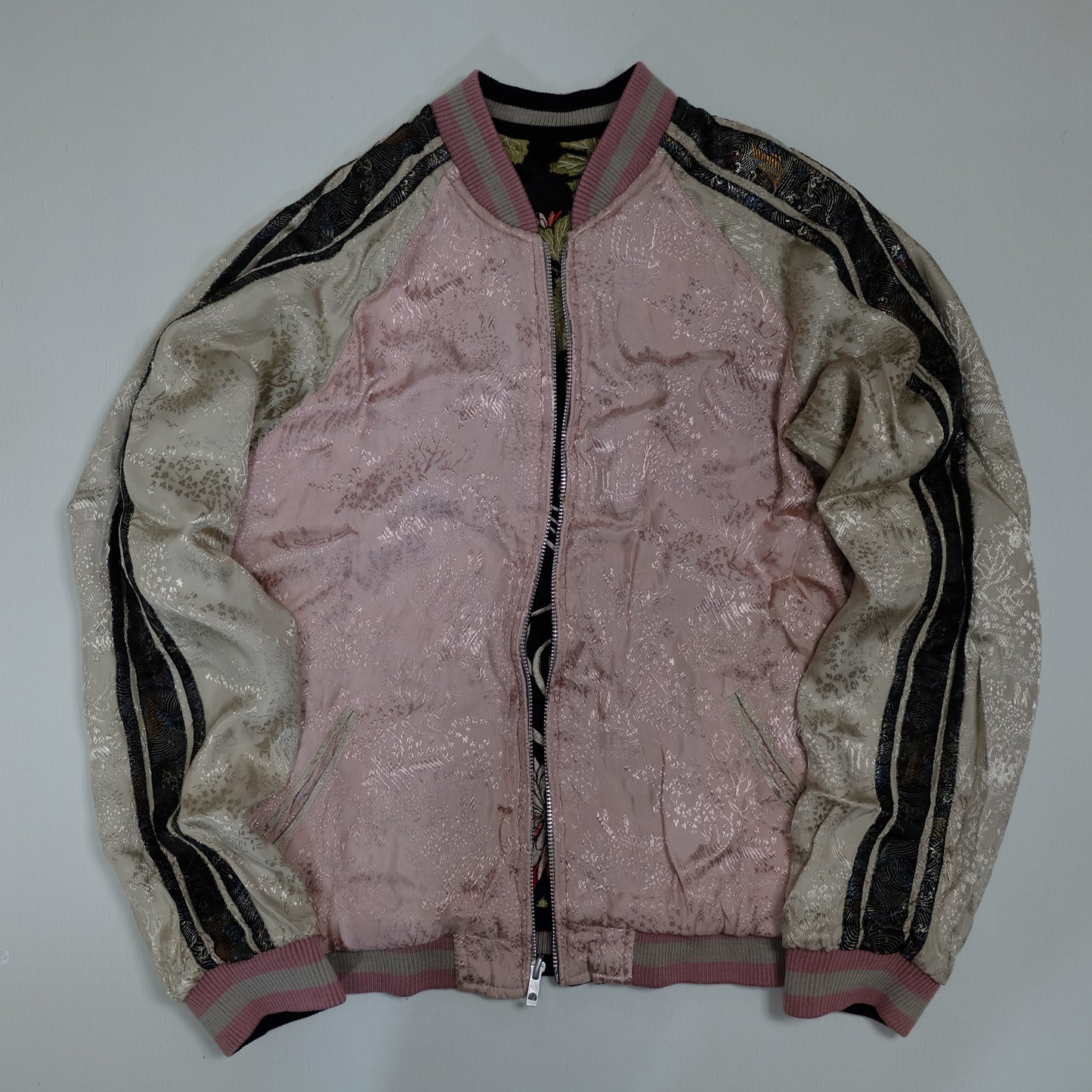 Vintage Reversible Butterfly Chocho Sukajan Jacket Size M Chrysanthemum Embroidered Japanese Souvenir Bomber Y2K