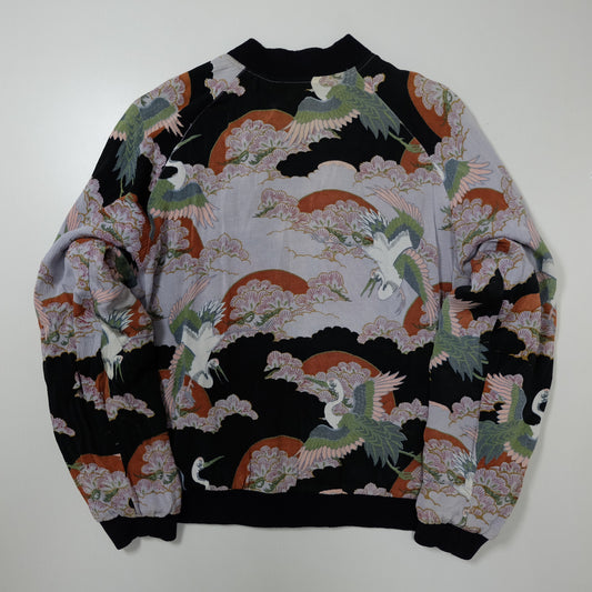 Vintage Japanese Japan Nihonga Ukiyoe Kabuki Samurai Musha Actor Kabuto Helmet Embroidered Yokosuka Jumper Bomber Sukajan Souvenir Jacket M