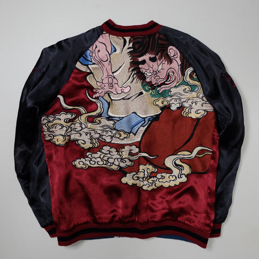 PUNK ROCK Vintage Japanese Japan NEBUTA Ogre Monster Nihonga Ukiyoe Folklore Embroidered Yokosuka Jumper Bomber Sukajan Souvenir Jacket