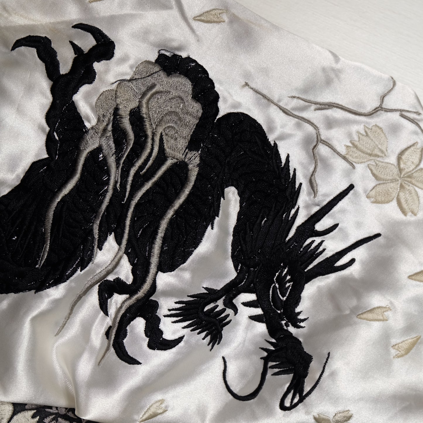 Vintage Dog Town Black Dragon Sukajan Jacket Silver Black Dragon Embroidered Japanese Y2K Souvenir Bomber