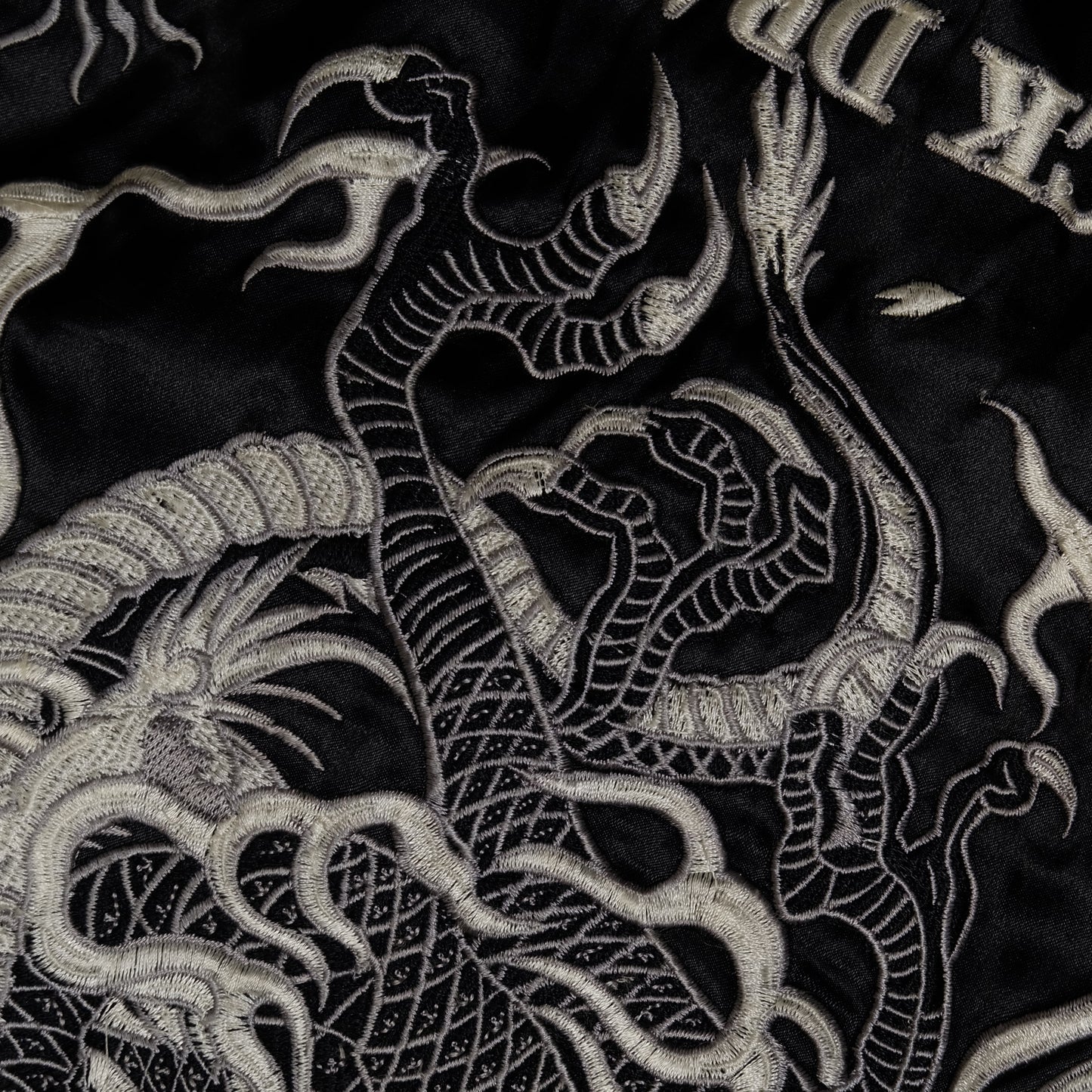 Vintage Dog Town Black Dragon Sukajan Jacket Silver Black Dragon Embroidered Japanese Y2K Souvenir Bomber