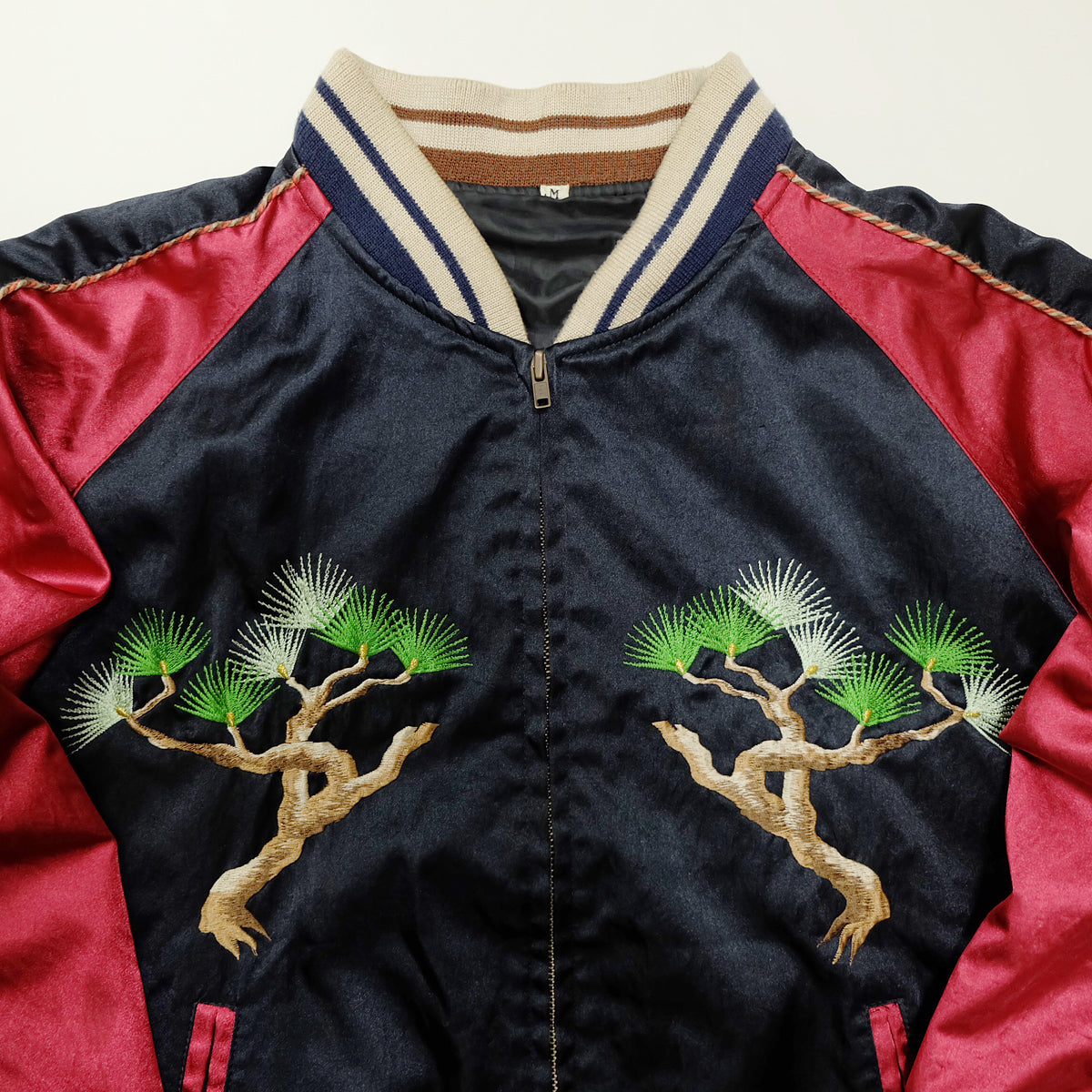Vintage Nippon Eagle Sukajan Jacket M Japanese Pine Embroidered Yokosuka Souvenir Bomber Red Navy
