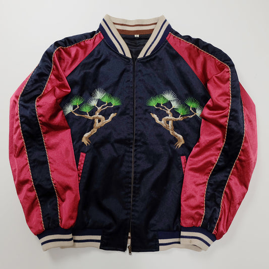 Vintage Nippon Eagle Sukajan Jacket M Japanese Pine Embroidered Yokosuka Souvenir Bomber Red Navy