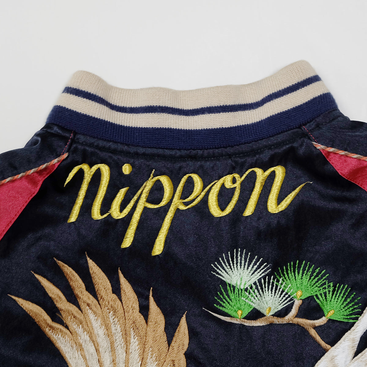 Vintage Nippon Eagle Sukajan Jacket M Japanese Pine Embroidered Yokosuka Souvenir Bomber Red Navy