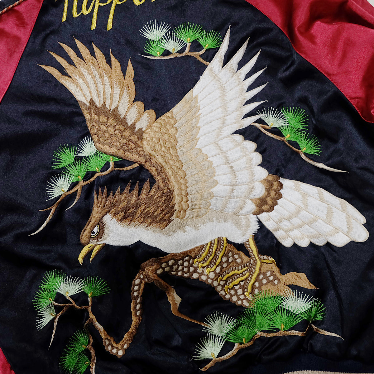 Vintage Nippon Eagle Sukajan Jacket M Japanese Pine Embroidered Yokosuka Souvenir Bomber Red Navy