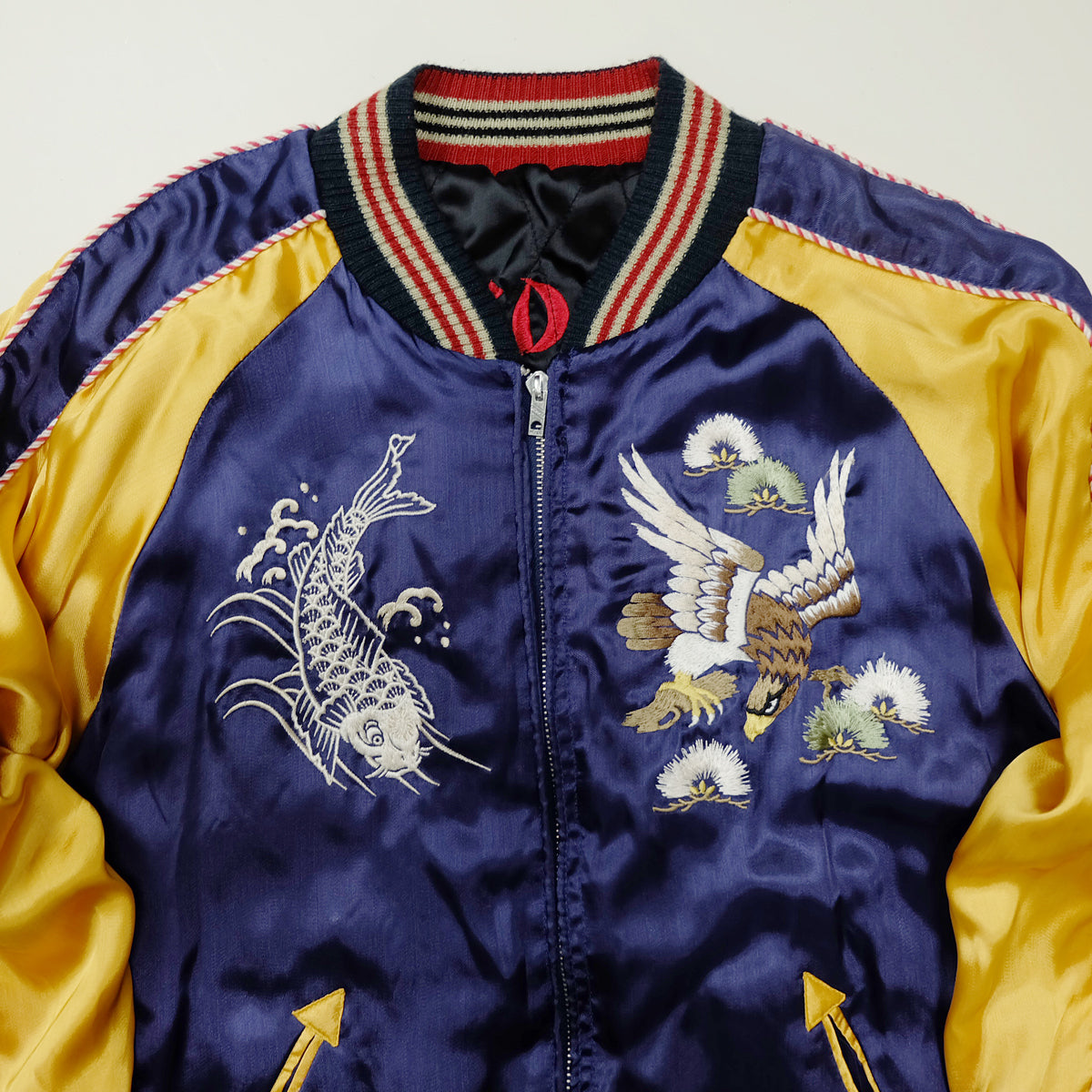 CROPPED HEADS Vintage Sukajan Jacket M Eagle Koi Far East Japan Reversible Embroidered Yokosuka Bomber