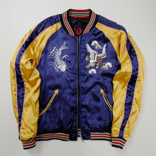 CROPPED HEADS Vintage Sukajan Jacket M Eagle Koi Far East Japan Reversible Embroidered Yokosuka Bomber