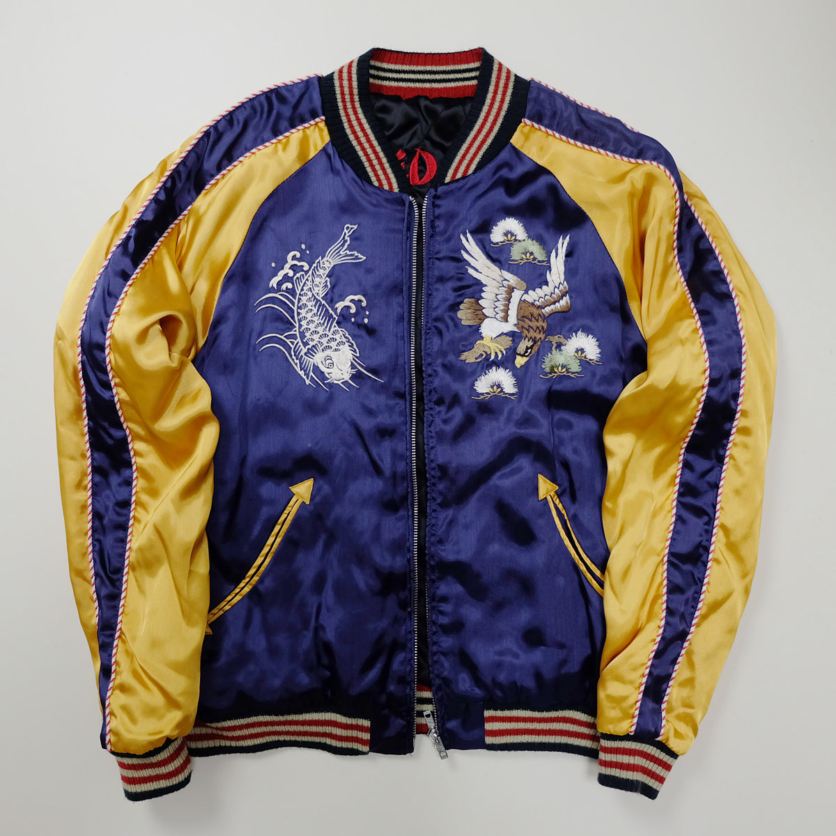 CROPPED HEADS Vintage Sukajan Jacket M Eagle Koi Far East Japan Reversible Embroidered Yokosuka Bomber