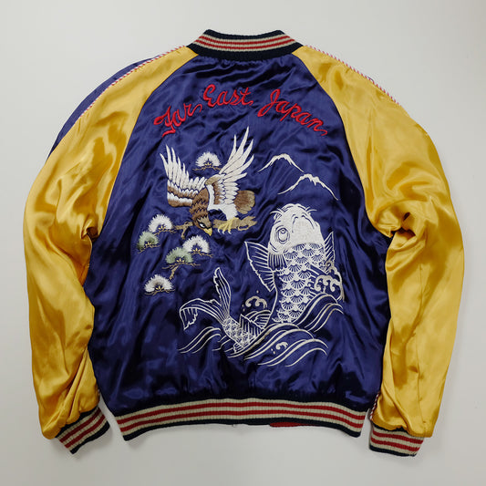 CROPPED HEADS Vintage Sukajan Jacket M Eagle Koi Far East Japan Reversible Embroidered Yokosuka Bomber