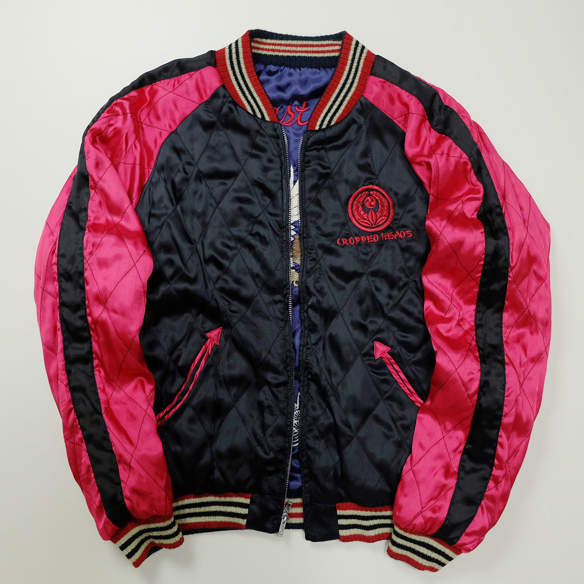CROPPED HEADS Vintage Sukajan Jacket M Eagle Koi Far East Japan Reversible Embroidered Yokosuka Bomber