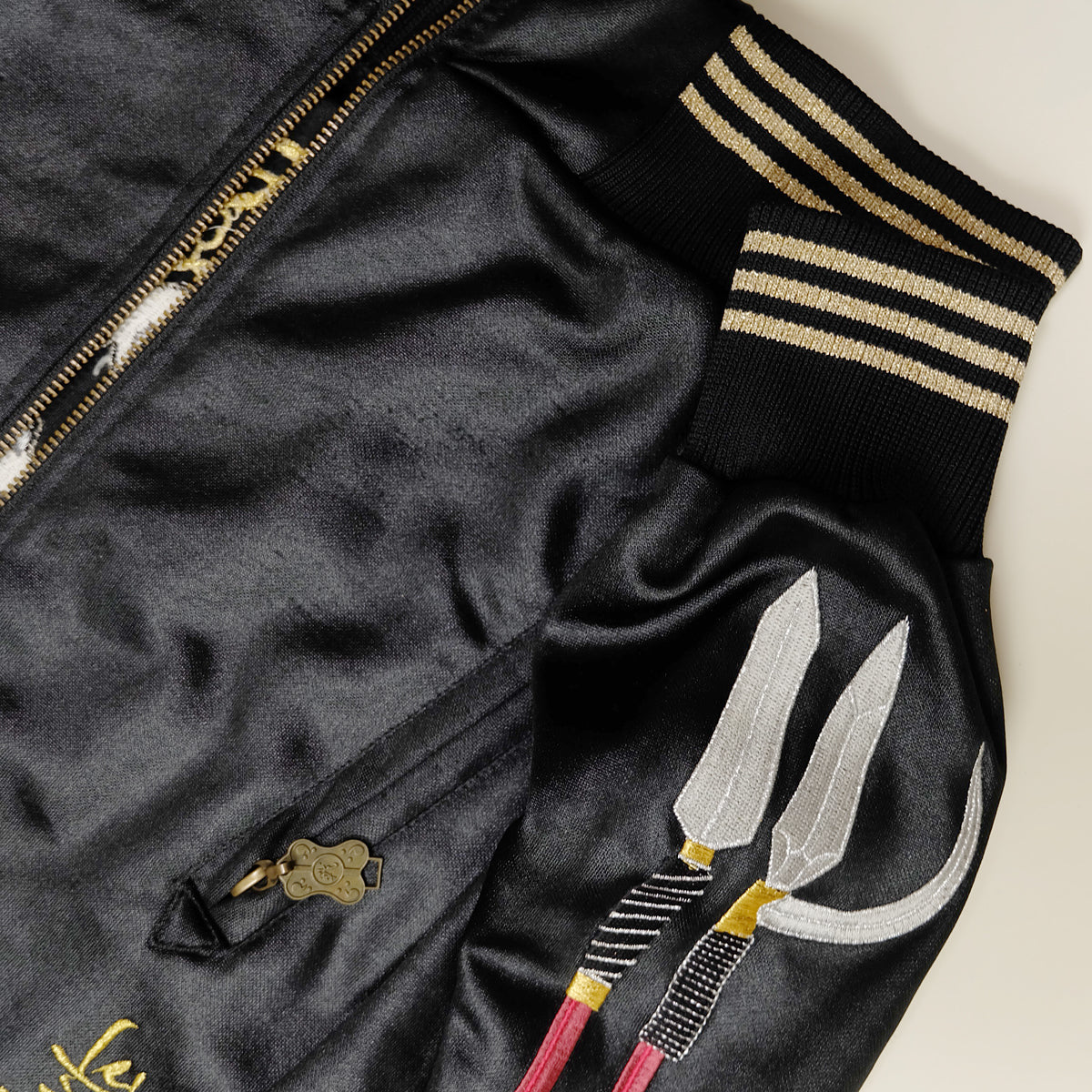 MIYABU MUSUBI ZENBU Vintage Japanese Japan Black Sakura Musha Samurai Embroidered Yokosuka Jumper Bomber Sukajan Souvenir Jacket S