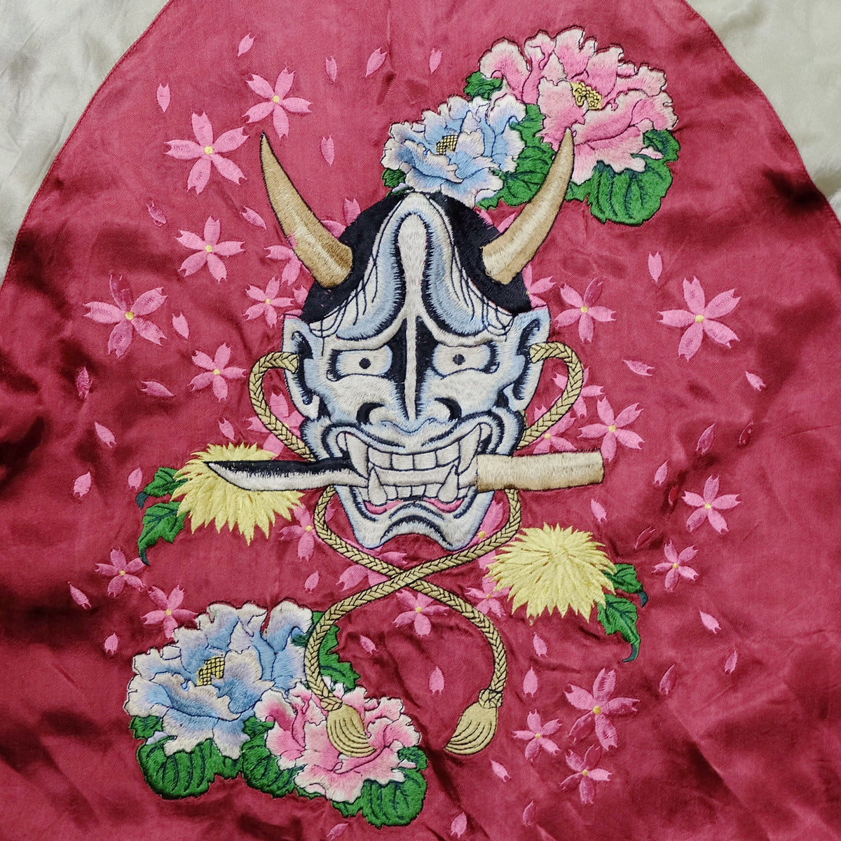 Vintage Japanese Japan Hannya Evil Devil Sakura Rose Sword Tattoo Art Design Embroidered Yokosuka Jumper Bomber Sukajan Souvenir Jacket M