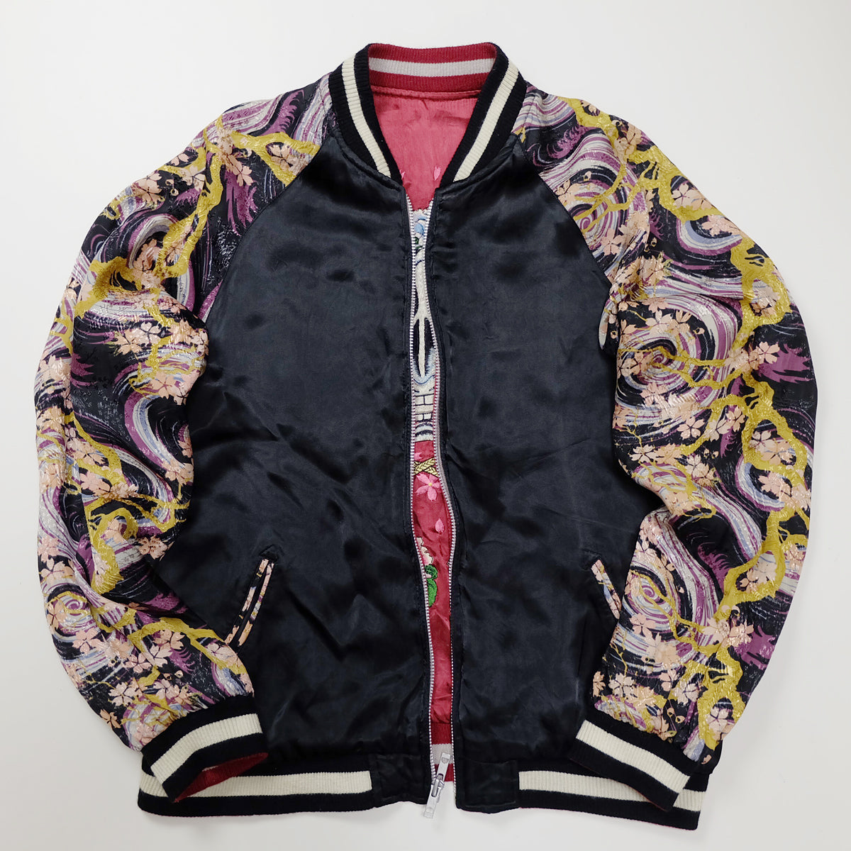 Vintage Japanese Japan Hannya Evil Devil Sakura Rose Sword Tattoo Art Design Embroidered Yokosuka Jumper Bomber Sukajan Souvenir Jacket M