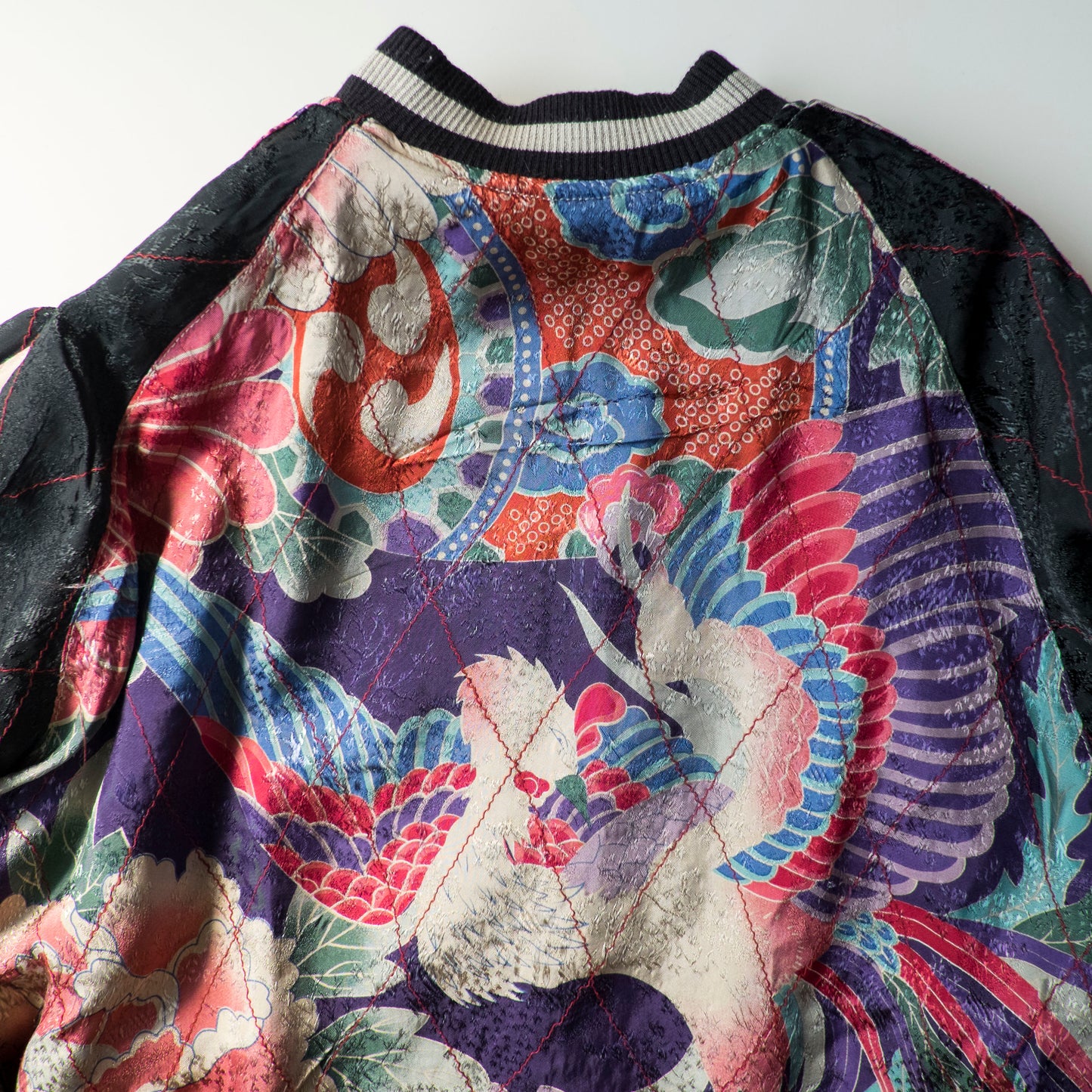 Vintage Reversible Sukajan Jacket Autumn Maple Skull Phoenix Floral Wagara Japanese Y2K Souvenir Bomber